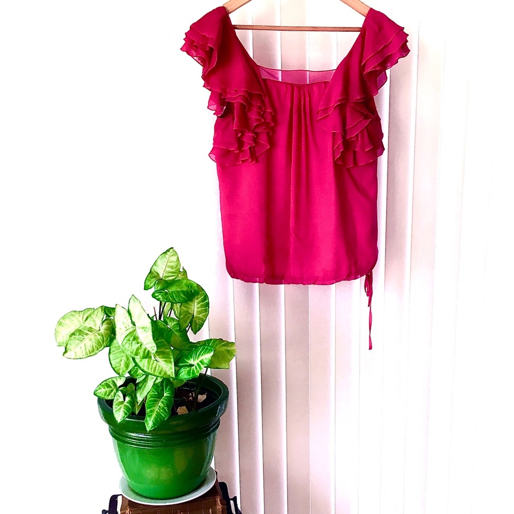 Bebe Sleeveless Ruffle Square-neck Top